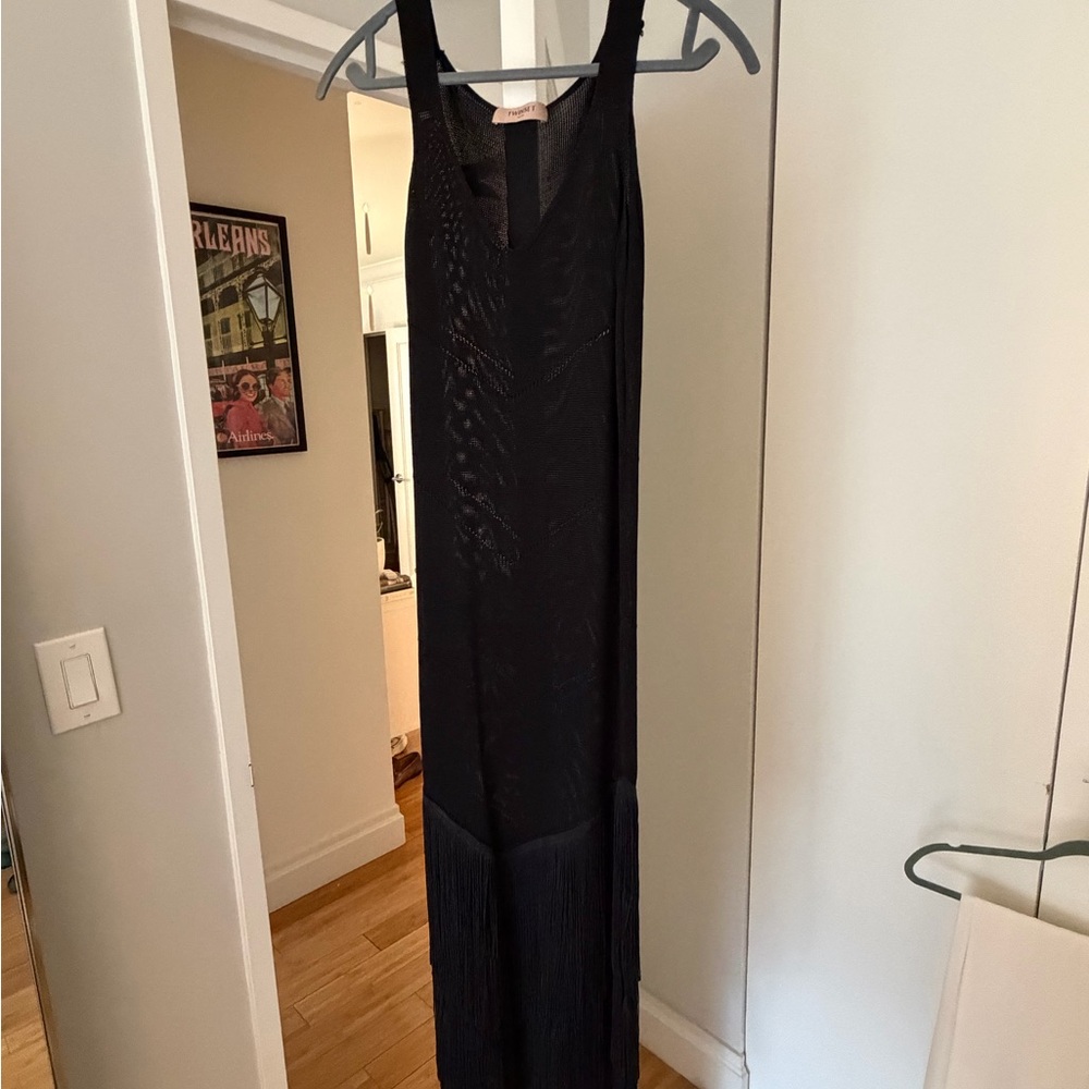 Twin-Set Black Dress with Fringe Detail